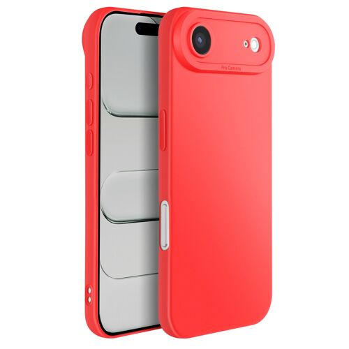 Coque pour iPhone Air en Silicone Souple avec Renfort Bloc Caméra Rouge