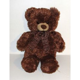Peluche Ours Marron Poils Long Aurora - Doudou Ours 46 Cm