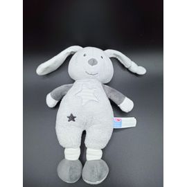 Doudou peluche - sucre d'orge - Lapin - gris - étoiles - env. 23 cm sans les oreilles