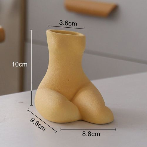 X jaune - Vase à fleurs en céramique, pot de fleurs de fond, Art corporel décoratif, Vases en céramique, Arrangement de fleurs artisanal, décoration de salon