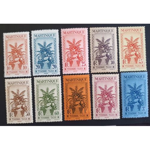 Martinique Timbre Taxe Neuf Y&t N° 13 À 22 Lot De 10 Timbres Cote 19 