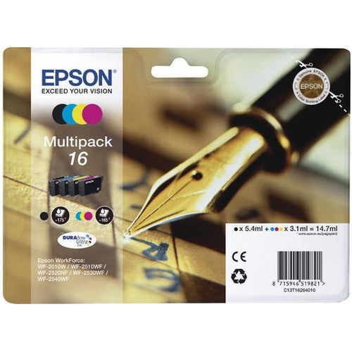 Epson Multipack 16 (Stylo plume) - Pack de 4 cartouches d'encre - noir, jaune, cyan, magenta