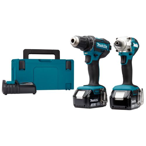 Makita DLX2339J Vis / perceuse de batterie LI-ion 18V (DDF482) et tournevis de bataille (DTD156) Combiset (batterie 2x 3.0h) dans Mbox