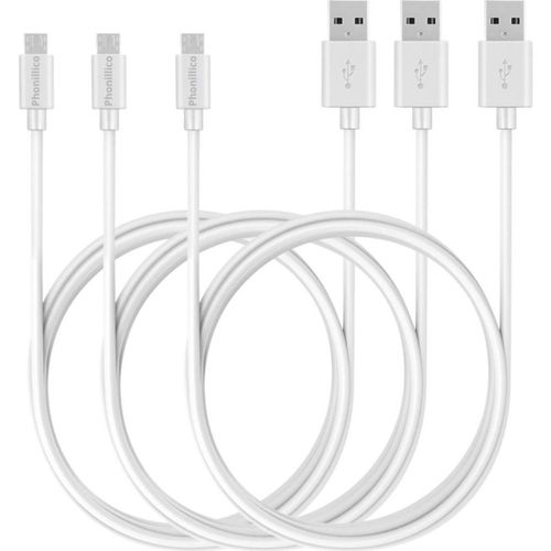 Cable pour Huawei Y7P / Y6P / Y5P / P40 Lite E / P Smart 2020 / P Smart 2019 - Cable micro usb Blanc 2 Metres [LOT 3] Phonillico©