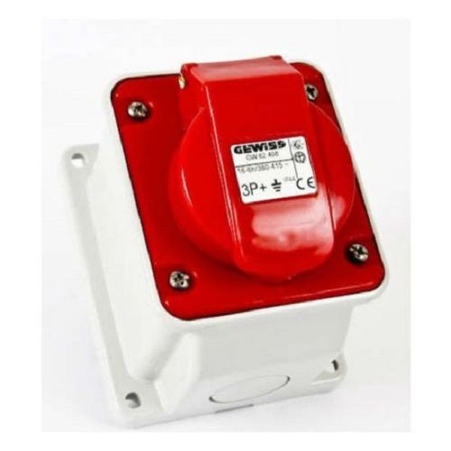 Gewiss GW62419 Socle de prise 3P+T en saillie 10° - 32A 400V IP44 - Rouge