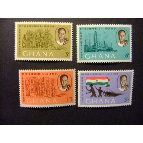 Ghana 1964 Cuarto Aniversario De La Republica - Nkrumah Yvert 159 / 62 ** Mnh