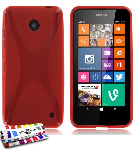 Coque Nokia Lumia 630 / 635 " Le X " Rouge Silicone Souple (Tpu)