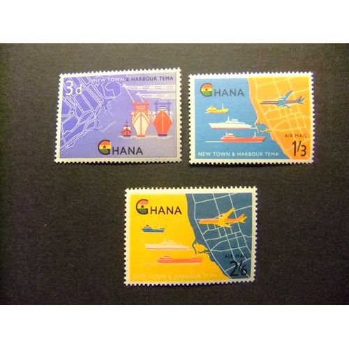 Ghana 1962 Nouvelle Ville Et Port Aviones Y Barcos Yvert 102 + Pa 7 / 8 ** Mnh