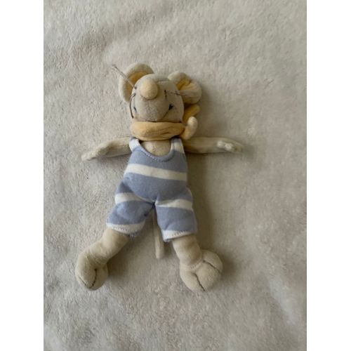 Doudou Peluche Souris Bleu Et Blanc Jollybaby 