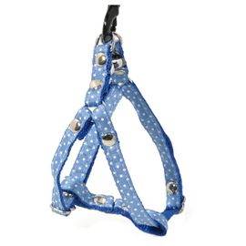 Harnais Galon Motif Pois Sur Sangle Nylon Tour De Cou 17-27 Cm Bleu