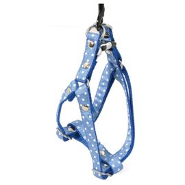 Harnais Galon Motif Pois Sur Sangle Nylon Tour De Cou 23-33 Cm Bleu