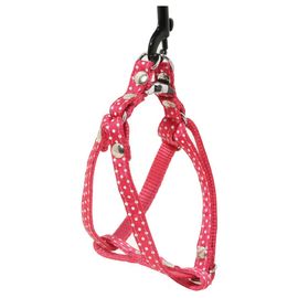 Harnais Galon Motif Pois Sur Sangle Nylon Tour De Cou 17-27 Cm Rose