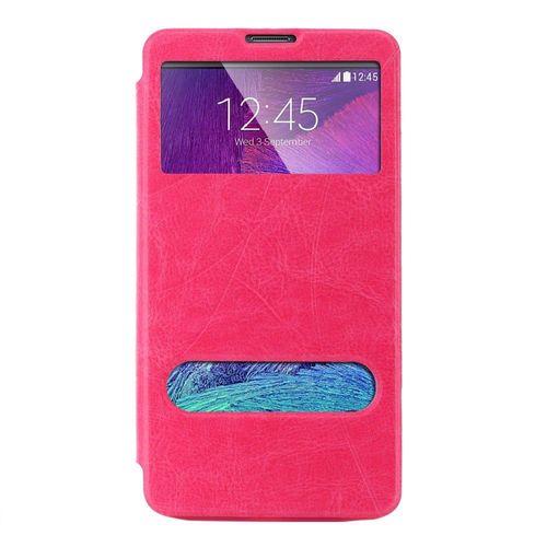 Etui A Rabat Samsung Galaxy Note 4 Clap Touch Rose Fushia Eco-Cuir (Pu)