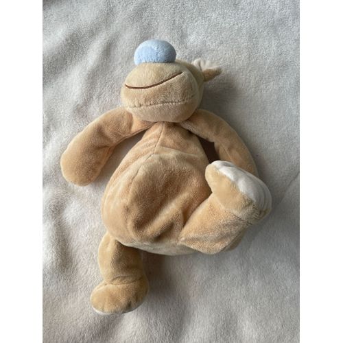Doudou Peluche Ours Jollybaby 27 Cm Beige Et Bleu