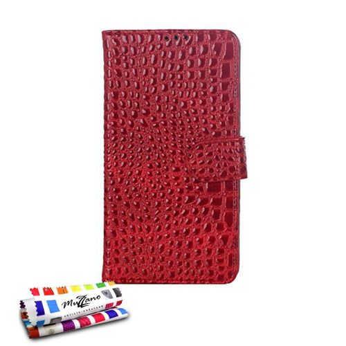 Etui A Rabat Samsung Galaxy Note 4 Croco Chic Rouge Eco-Cuir (Pu)