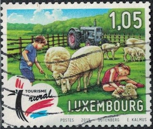 Luxembourg 2019 Oblitéré Used Scène Champêtre Enfants Caressant Les Moutons Y&t Lu 1519 Su