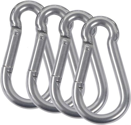 M8 Mousquetons 304 Acier Inoxydable Ressort Pompier Mousqueton Avec Mousqueton Pour Camping Randonnée Hamac Balançoire 4 Pièces
