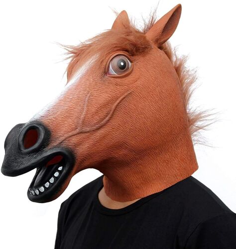 (Marron) Masque En Latex Tête D'animal Cheval Pour La Fête D'halloween