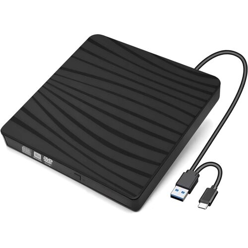 Lecteur CD/DVD Externe, USB 3.0 Type-c Graveur DVD Externe CD Enregistreur Portable RW/ROM Mince Transmission Rapide pour Windows 11/10/8/7/XP/Vista/Mac OS