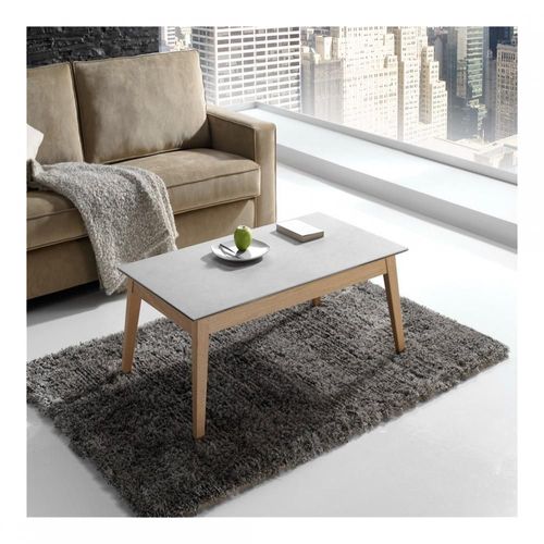 Table Basse Relevable Nordic 115 X 65 X 40 Cm Pieds Chêne Plateau Céramique Hidra