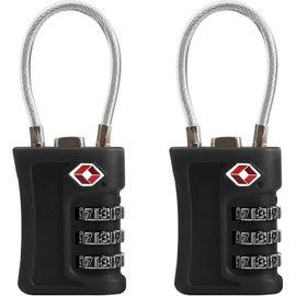 KALANKA-Lot de 2 cadenas à bagages approuvés par la TSA, cadenas à combinaison de câble de voyage, cadenas réinitialisable à 3 chiffres, sécurité sans clé pour valises, casiers de gym
