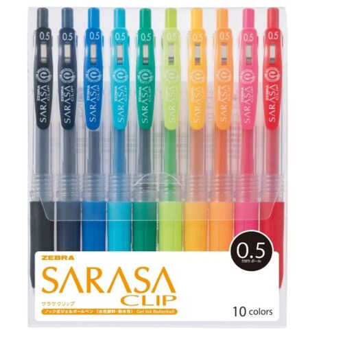 Japan Import Zebra Sarasa Clip 0,5 Stylo À Bille Gel 10 Couleurs Jj15-10ca