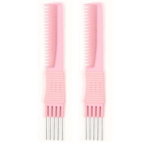 2pcs Cheveux Rat Queue Peigne Peigne Rat Queue Peigne Taquinerie Fine Tooth Peigne Métal Cheveux Tag