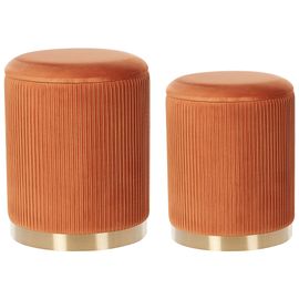 Pouf Miramar Set De 2 Orange Velours