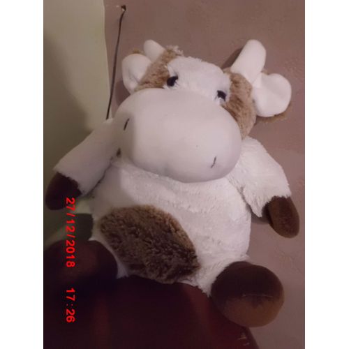 Peluche Vache Ecru Et Marron Roda