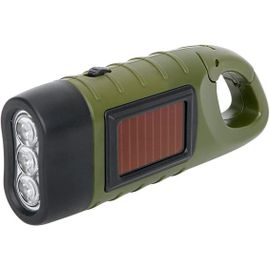 Lampe de Poche LED Torche pour Camping Escalade randonnée Rechargeable à énergie Solaire manivelle Dynamo Mousqueton énergie Lampe de Poche