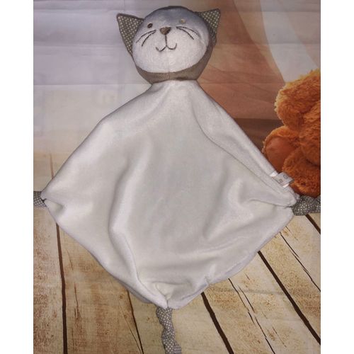 Doudou Chat La Galleria Blanc Beige Taupe Petite Couverture