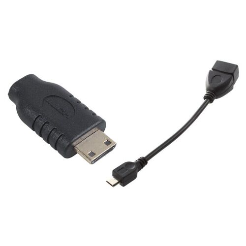 Adaptateur de câble Usb A 2.0 femelle vers Micro-Usb B mâle et 1 adaptateur Micro-Hdmi Type D femelle vers Hdmi Type C mâle F/M