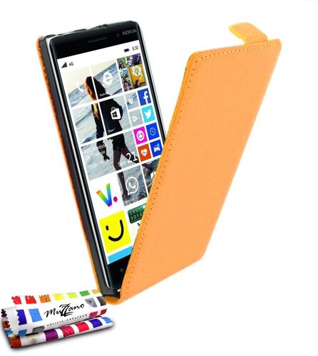 ETUI A RABAT NOKIA LUMIA 830 OPEN FLIP ORANGE ECO-CUIR (PU)