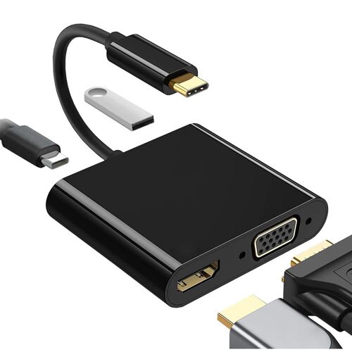 Adaptateur VGA de Type C à Hdmi 4K, Hub 3 en 1, Port Usb 3.0 Otg, alimentation de charge, Pd, pour ordinateur portable