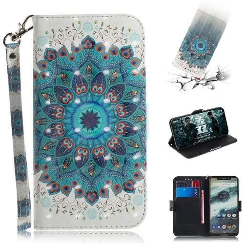 Motorola Moto One Coque, SATURCASE Beau 3D Motif PU Cuir Magnétique Flip Portefeuille Support Porte-carte Protecteur Coque Housse Étui avec Dragonne pour Motorola Moto One / P30 Play (TD-3)