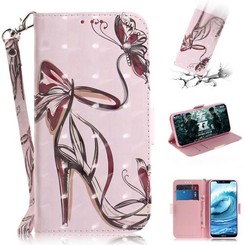 Nokia 5.1 Plus Coque, Saturcase Beau 3d Motif Pu Cuir Magnétique Flip Portefeuille Support Porte-Carte Protecteur Coque Housse Étui Avec Dragonne Pour Nokia 5.1 Plus (Td-6)