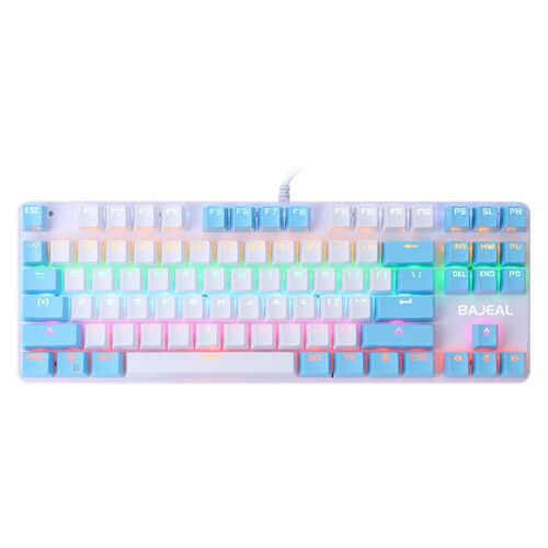 K100 clavier 2 couleurs 87 touches, clavier de jeu mécanique filaire USB pour eSports Internet Cafe