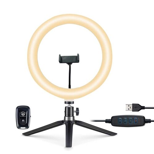 Anneau Lumineux De 10 Pouces Avec Support De Téléphone Portable Et Trépied, 3 Modes D'éclairage Pour La Photographie, Le Maquillage, La Diffusion En Direct 