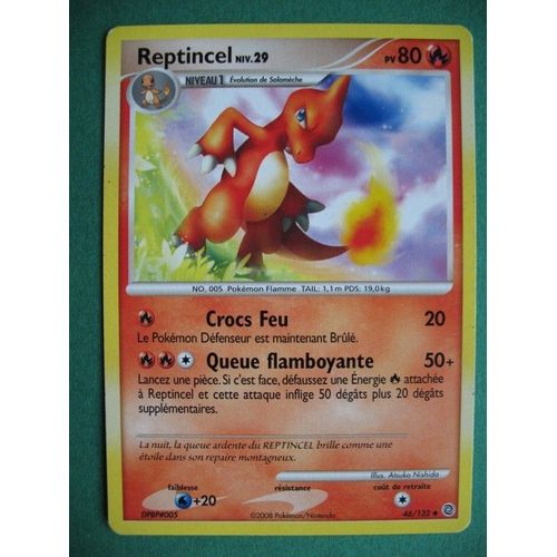 Carte Pokemon - Reptincel - 46/132 - Diamant Et Perle - Merveilles Secrètes - 2008 - M2