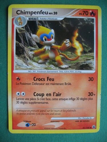 Carte Pokemon - Chimpenfeu - 41/100 - Diamant Et Perle - Aube Majestureuse - 2008 - M2