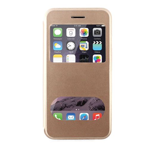 Etui A Rabat Iphone 6 6s Plus (5"5) Clap Touch Or Double Fenetre Eco-Cuir (Pu)