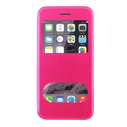 Etui A Rabat Iphone 6 6s Plus (5"5) Clap Touch Rose Double Fenetre Eco-Cuir (Pu)