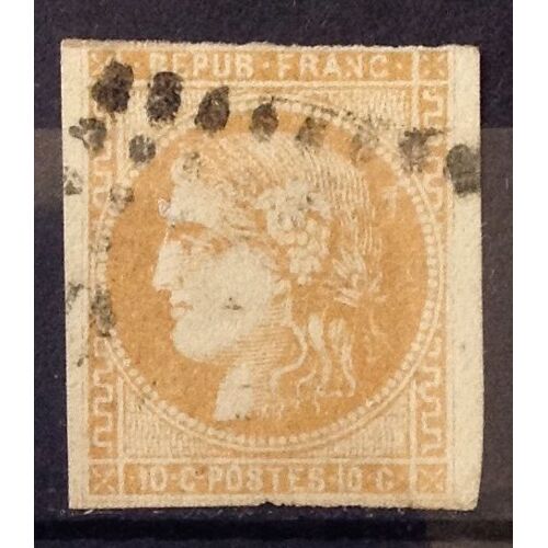 Cérès - Répub Franc - Nd - 10c Bistre-Jaune - Report 2 (Superbe N° 43b) Obl - Cote 110,00 - France Année 1870 - N23601