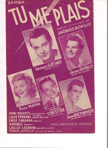 Guetary Dutailly  Mania  Coestier  Bretonniere (( Tu Me  Plais
