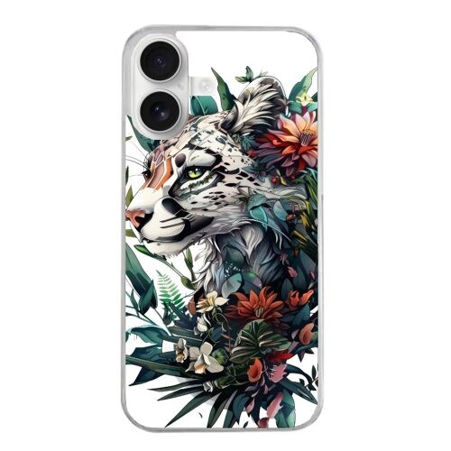 Coque Pour Iphone 16 Motif Leopard Et Fleur