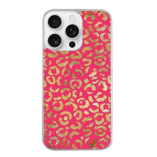 Coque Pour Iphone 16 Pro Motif Leopard Fuschia