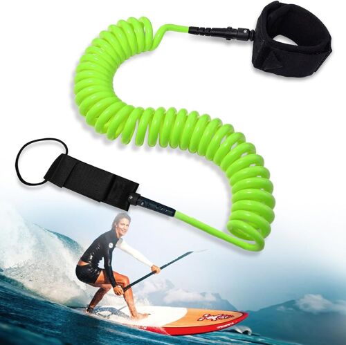 10ft Leash Surf, 7mm Sup Cheville Leash,Corde À Pied Pour Planche À Paddle,Laisse De Planche De Surf Pour Bodyboard,Kayak,Stand Up Paddle Board Vert