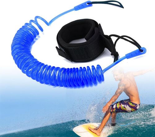 10 Pieds Leash Paddle,Rétractabl Leash De Planche De Surf Pour Stand Up Paddle Board,Kayak Bleu