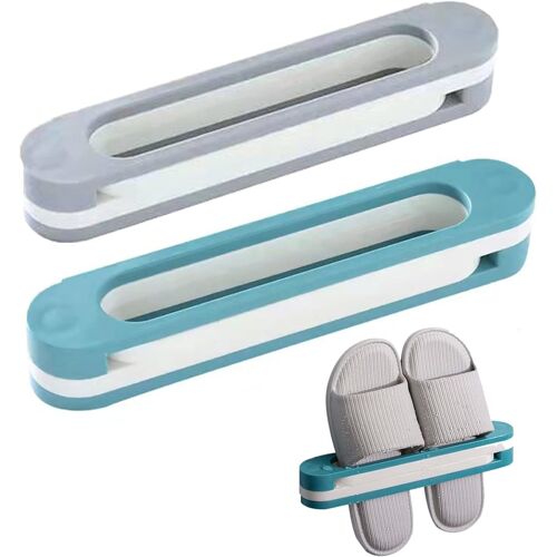 Grey and blue - 2-piece folding wall shoe rack, 3 in 1 folding shoe rack - for bathroom/bedroom/living room - waterproof - versatile