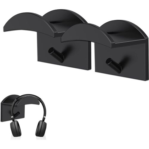2 Pièces Support de Casque, Aucun Percage Requis Support Casque en Gel de Silice, avec Support de Casque à Crochet, Noir